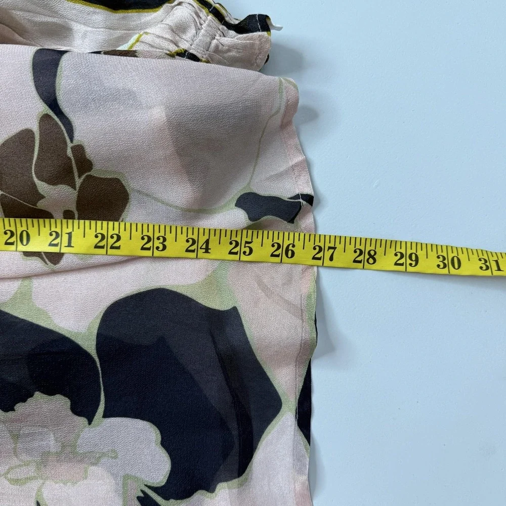 Blank London Tunic Shirt Top Womens Large Pink Floral Sheer Chiffon Lightweight